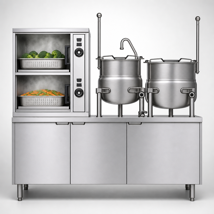 Product image #3 for Crown SCX-2-6-6 Two-Compartment Convection Steamer with Two 6-Gallon Kettles