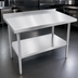 Thumbnail image #3 for John Boos Stallion 60 Inch x 18 Inch Stainless Steel Budget Work Table with 1-1/2 Inch Backsplash, Undershelf, and Safety Edge