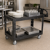 Thumbnail image #3 for Rubbermaid Commercial Heavy Duty 2-Shelf Flat Shelf Bus Cart, 54 x 25-1/4 x 36 Inch, 750 lb. Capacity, Black