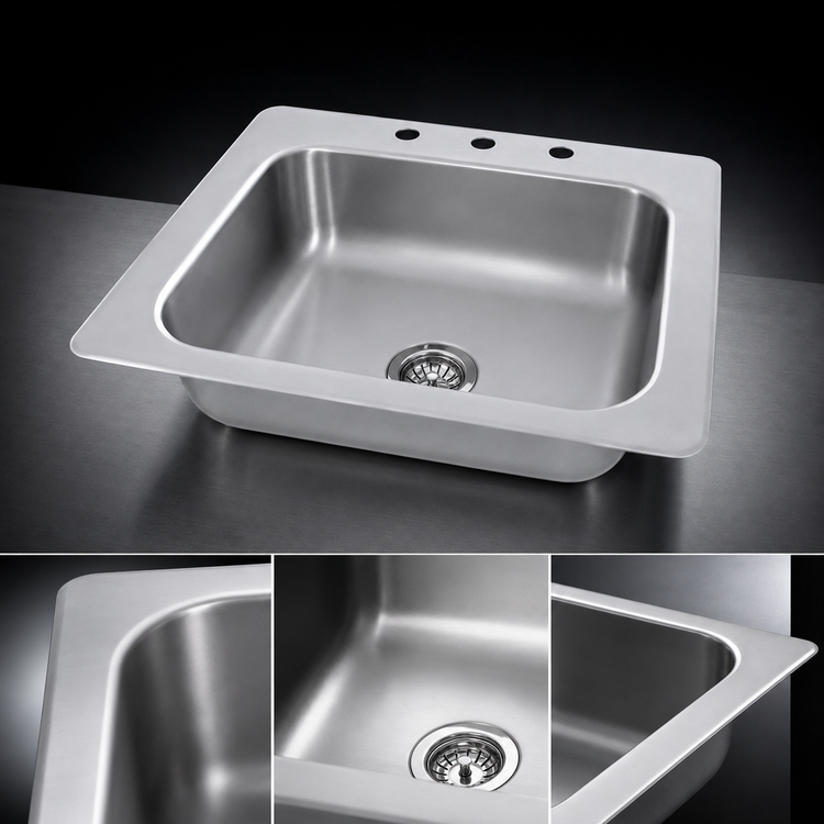 Product image #3 for Advance Tabco Smart Series Single Bowl Drop-In Sink, 23 x 21 Inch, 7 1/2 Inch Deep, 304 Stainless Steel