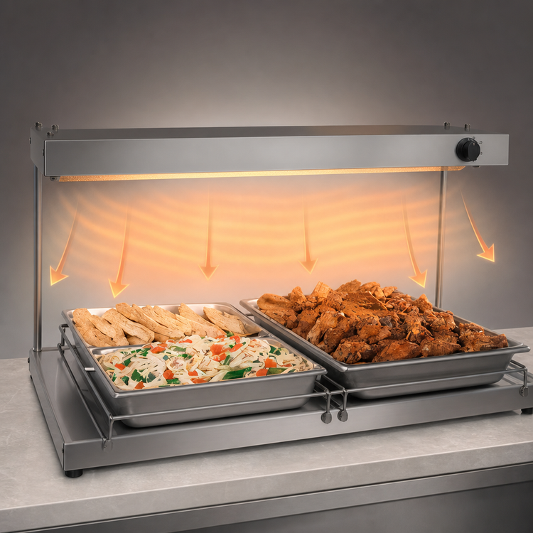 Product image #3 for Hatco Glo-Ray 24-Inch Wide Free-Standing Heated Shelf, 7-3/4-Inch Deep, with Adjustable Thermostat and Stainless Steel Top