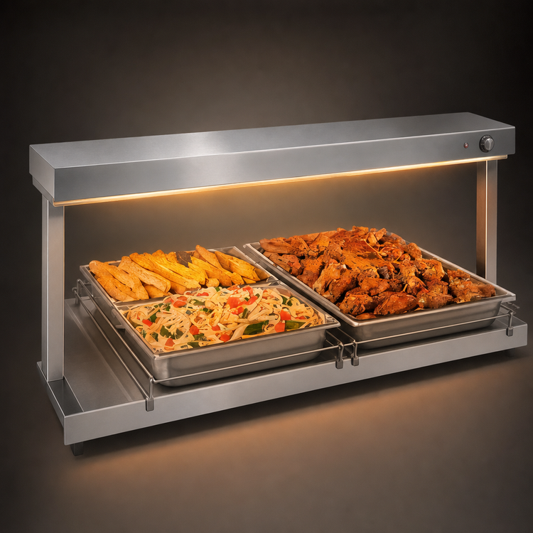Product image #3 for Hatco Glo-Ray Freestanding Heated Shelf, 66 Inch W x 21-1/2 Inch D, Stainless Steel Top, Adjustable Thermostat