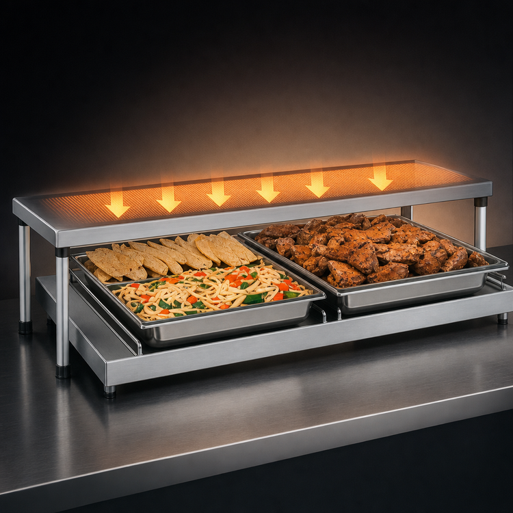 Product image #3 for Hatco Glo-Ray Free-Standing Heated Warming Shelf, 54 Inch W x 13-3/4 Inch D, Stainless Steel Top, Aluminum Base