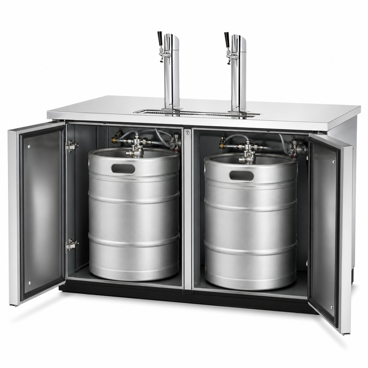 Product image #3 for True Two-Column Direct Draw Draft Beer Dispenser with Stainless Steel Top, 2 Half-Barrel Keg Capacity