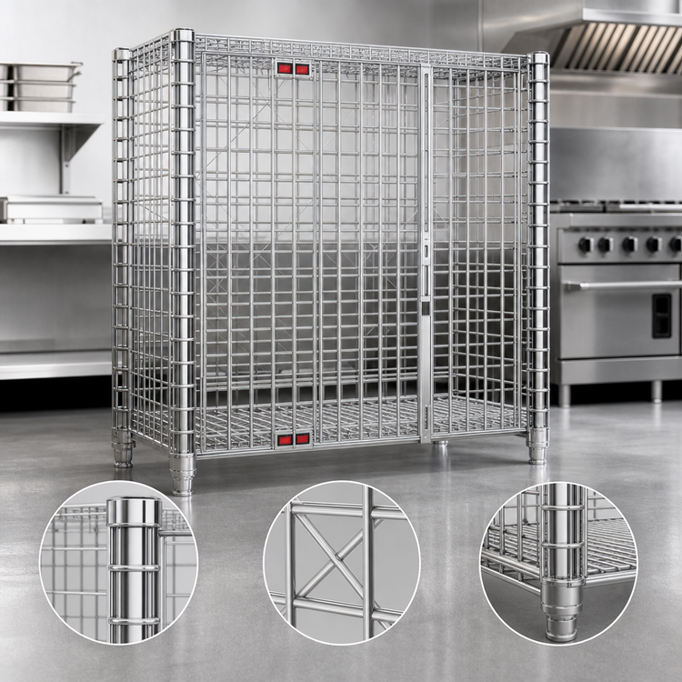 Product image #3 for Eagle QuadTruss Mini Stationary Security Cage with Double Locking Doors, Chrome-Plated, 38 x 16 x 40 Inches