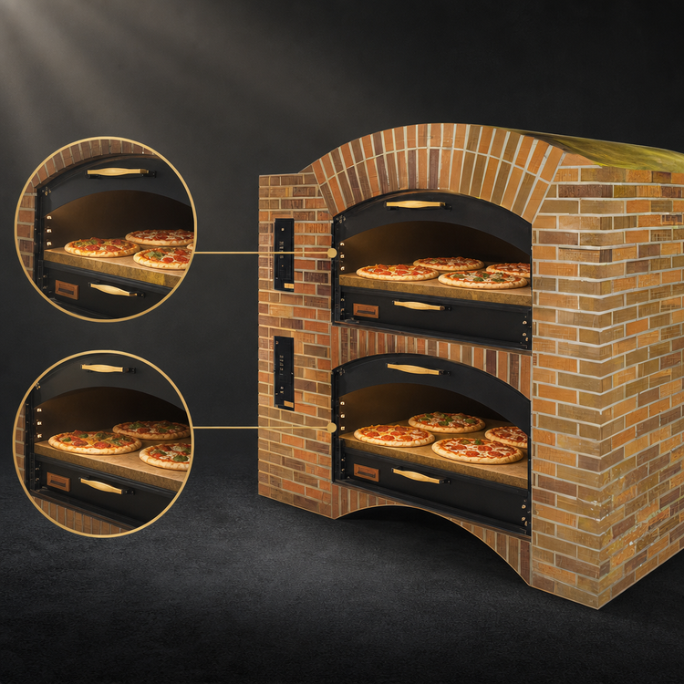 Product image #3 for Marsal MB-866 Stacked Double-Deck Gas Brick-Lined Pizza Oven