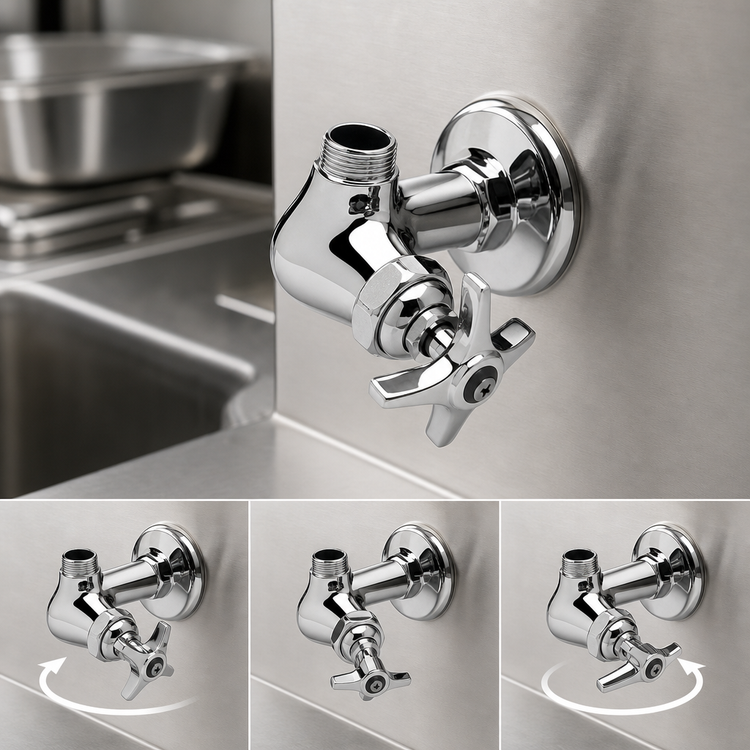 Product image #3 for T&S Brass B-0210-LNM Single-Temperature Wall-Mount Pantry Faucet with Swivel Outlet, Without Nozzle, Low-Lead