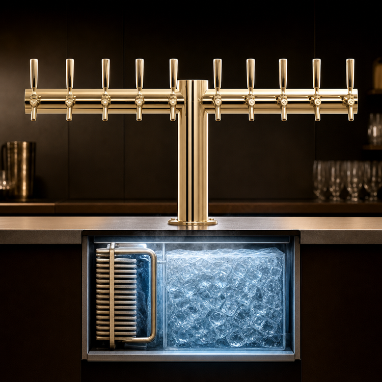 Product image #3 for Metropolis T 34-Inch Countertop Glycol-Cooled 10-Faucet Draft Beer Tower, PVD Brass Finish