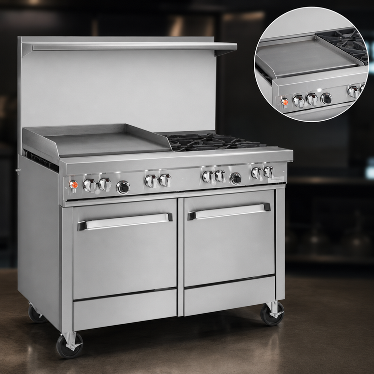 Product image #3 for Southbend Ultimate 48-Inch Gas Restaurant Range with Manual Griddle, Convection Oven, and Cabinet Base