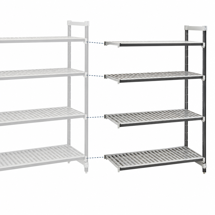 Product image #3 for Cambro Camshelving Elements XTRA Stationary Add-On Polymer Shelving Unit, 24 x 60 x 64 Inch, 4-Tier Vented