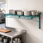 Thumbnail image #3 for Quantum WC14-CB2436P Single Shelf Wall-Mount Cantilever Wire Shelving Unit, 36 x 24 Inch, Green Epoxy Finish