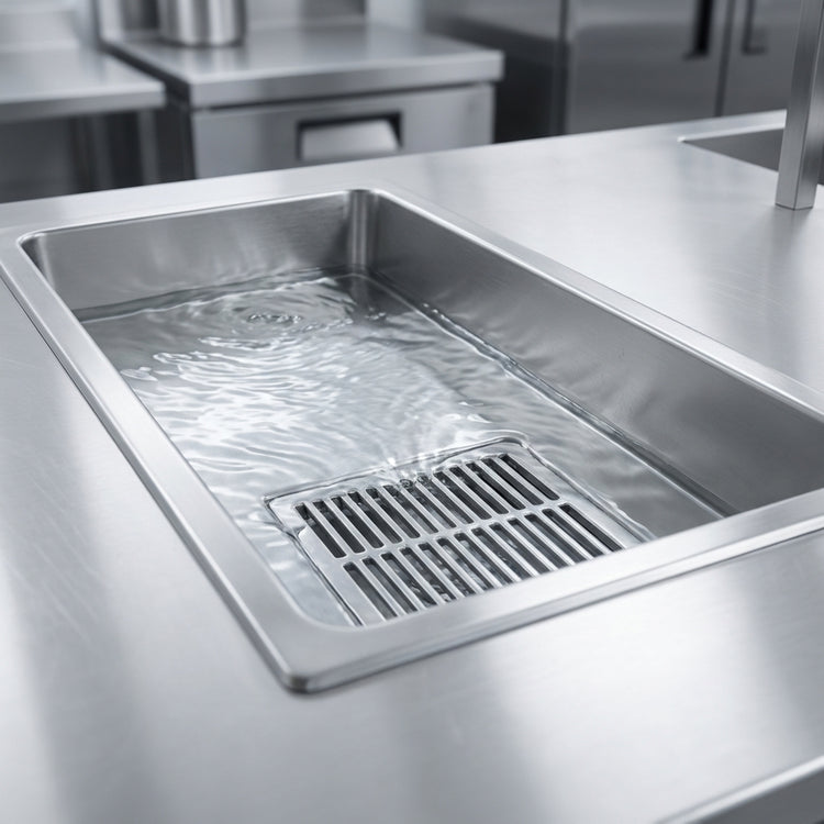Product image #2 for Eagle Group ASWTFT-2436-SG Anti-Splash Cool Trough Water Tempering System with Grated Floor Drain, 36"W x 24"D
