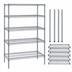 Thumbnail image #3 for Quantum WR63-1460GY-5 Wire Shelving Starter Unit, 60" W x 14" D x 63" H, 5 Shelves, Gray Epoxy Finish