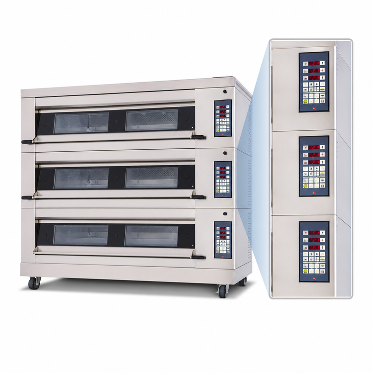 Product image #3 for Artisan Triple-Deck Electric Stone Hearth Deck Oven with Programmable Controls and Steam Injection
