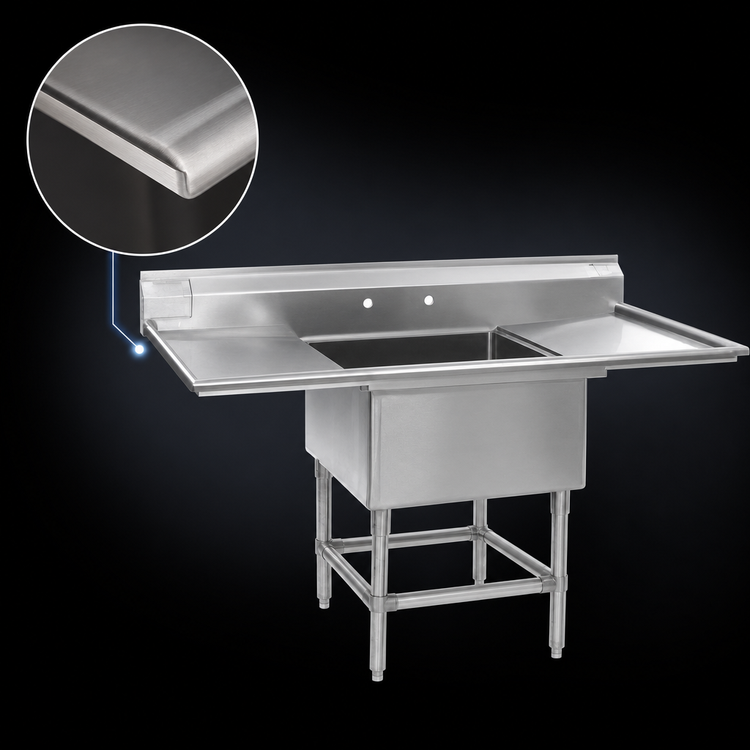 Product image #3 for Spec-Master One-Compartment Freestanding Stainless Steel Sink with Left Drainboard, 14 Gauge, 41-1/2 Inch Wide