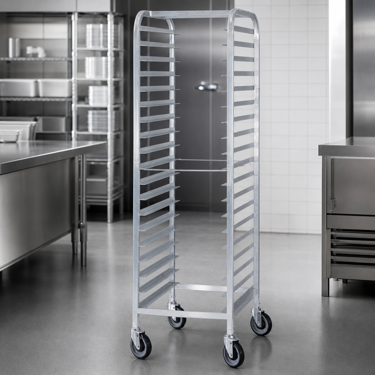 Product image #3 for Dinex Econoline All-Aluminum Open-Side End-Loading Pan Rack for 6 18" x 26" Trays