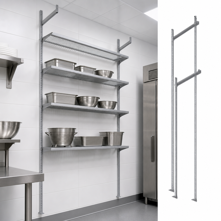 Product image #3 for Quantum 18-Inch Stationary End Kit for Overhead Track Shelving, Gray Epoxy Antimicrobial Finish