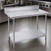 Thumbnail image #3 for Advance Tabco 60 x 24-Inch 16-Gauge 430 Stainless Steel Work Table with 5-Inch Backsplash and Galvanized Undershelf