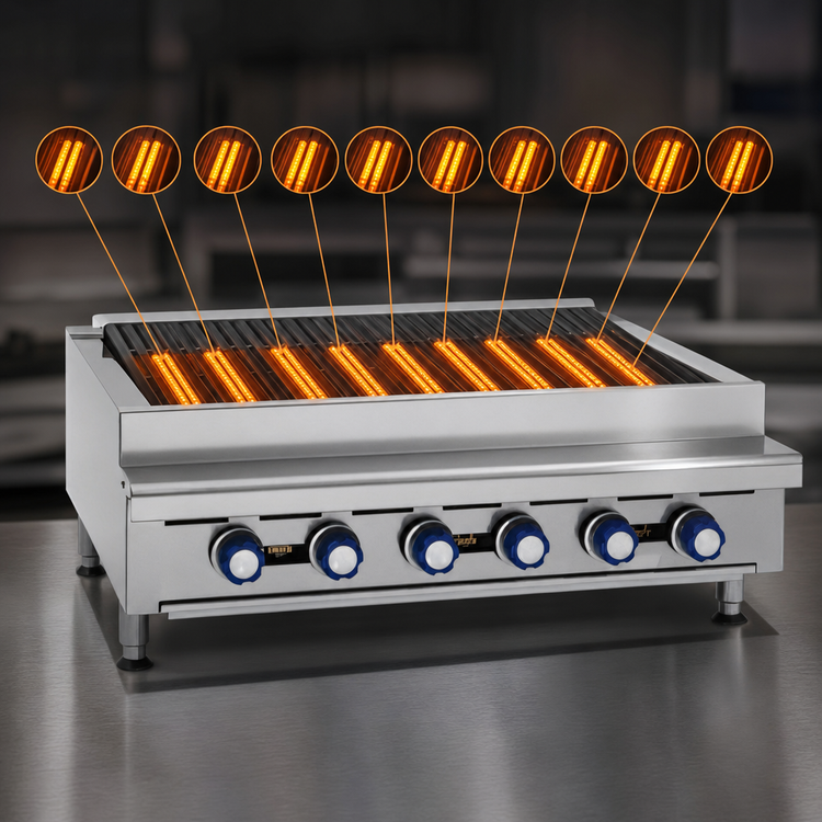 Product image #3 for Imperial IRB-60 60-Inch Gas Countertop Charbroiler with 10 Radiant Burners