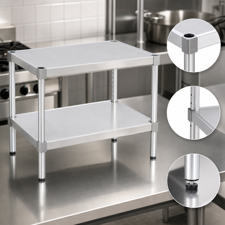 Product image #3 for New Age Stationary Modular Aluminum Equipment Stand with 2 Adjustable Solid Shelves, 24 x 15 x 24 Inches
