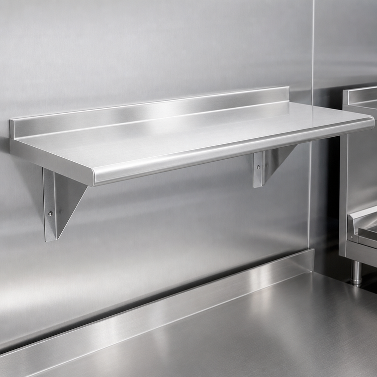 Product image #3 for Advance Tabco Wall-Mounted Stainless Steel Shelf, 36-Inch W x 18-Inch D, 18 Gauge, Satin Finish, NSF Listed