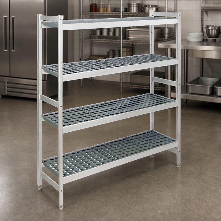 Product image #3 for Fermostock 4-Tier Stationary Starter Shelving Unit, 42W x 18D x 66H, Removable Polymer Inserts