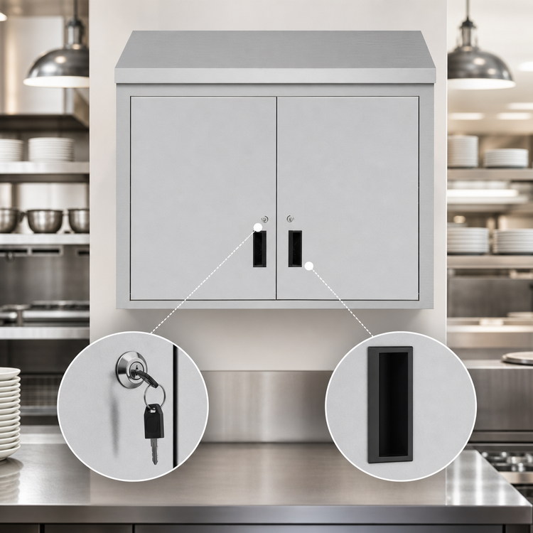 Product image #3 for KoolMore 36-Inch Stainless Steel Wall Cabinet with Hinged Locking Doors and 2 Shelves