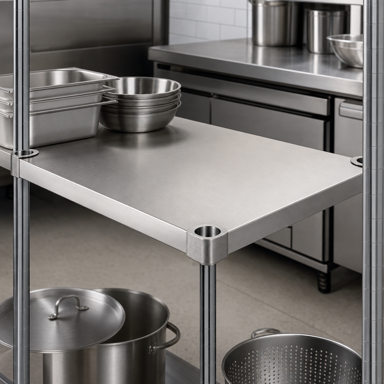Product image #4 for Eagle Group Quik-Set 48" x 24" Solid Flat Stainless Steel Shelf with Marine Edge