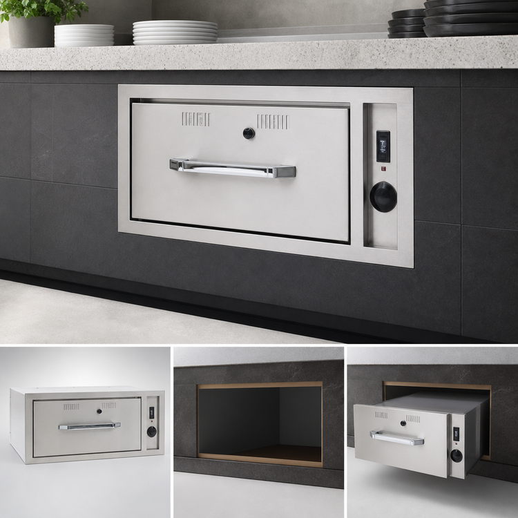 Product image #3 for RedHots Built-In Narrow 1-Drawer Electric Warming Drawer, 240V, Holds 1 12 x 20 x 6 Pan