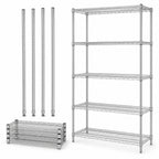 Thumbnail image #3 for Quantum WR54-2160C-5 60-Inch Chrome Wire Shelving Starter Unit, 5 Shelves, 4 Posts, 21W x 54H Inches