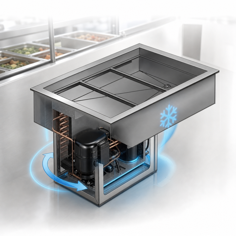 Product image #3 for Wells RCP-243 Drop-In Self-Contained Refrigerated Cold Food Well, 8 x 1/3 Size Pan Capacity
