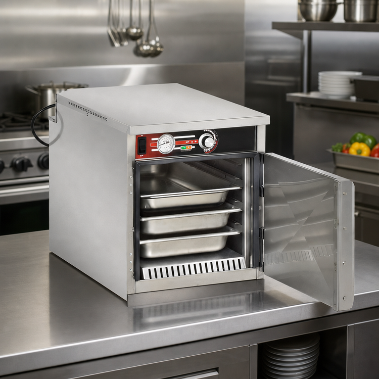 Product image #3 for Handy Line HLC-4 Countertop Electric Heated Holding Cabinet, 1 Compartment, Stainless Steel