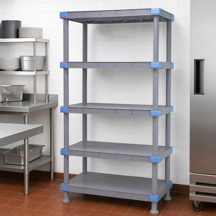 Product image #3 for Millenia 36" W x 21" D x 62" H Stationary Solid Polymer Shelving Starter Unit with 5 Shelves