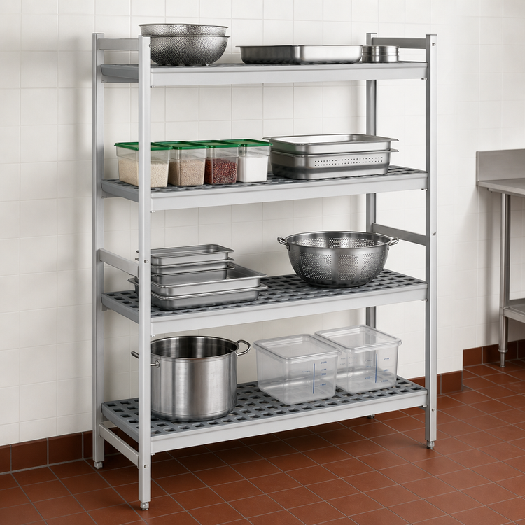 Product image #3 for Fermostock 4-Tier Stationary Starter Polymer Shelving Unit, 47"W x 22"D x 83"H