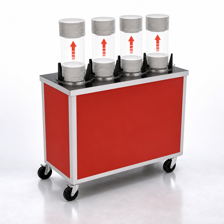 Product image #3 for Atlas Metal MEPD4-12 Mobile Enclosed Self-Leveling Plate Dispenser, Four Tubes