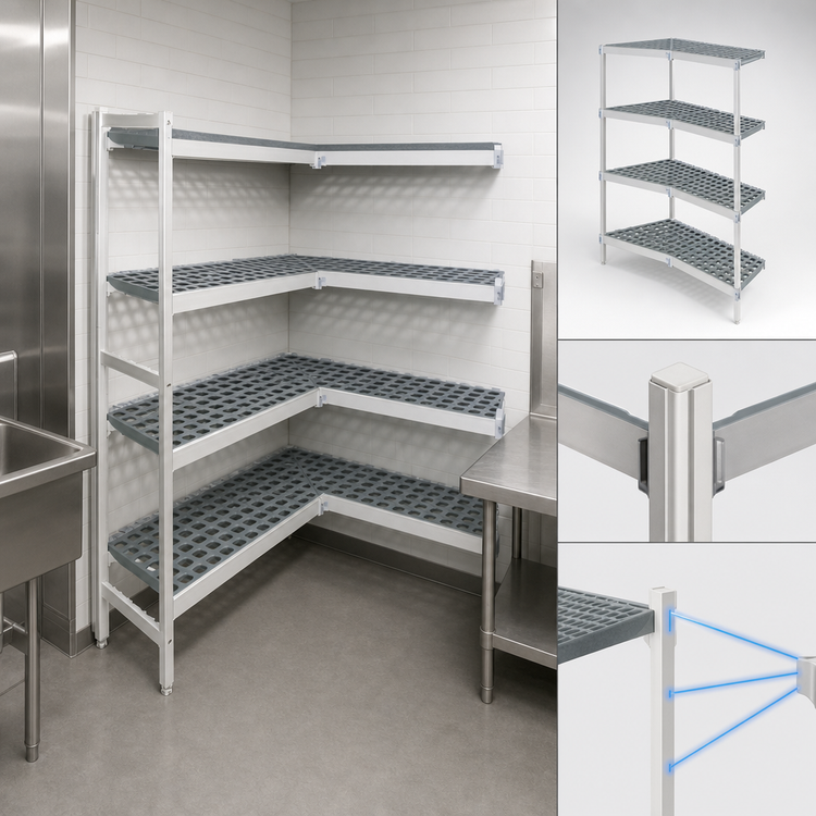 Product image #3 for Fermostock 4-Tier Corner Expansion Polymer Shelving Unit Kit, 83" H x 38" W x 22" D