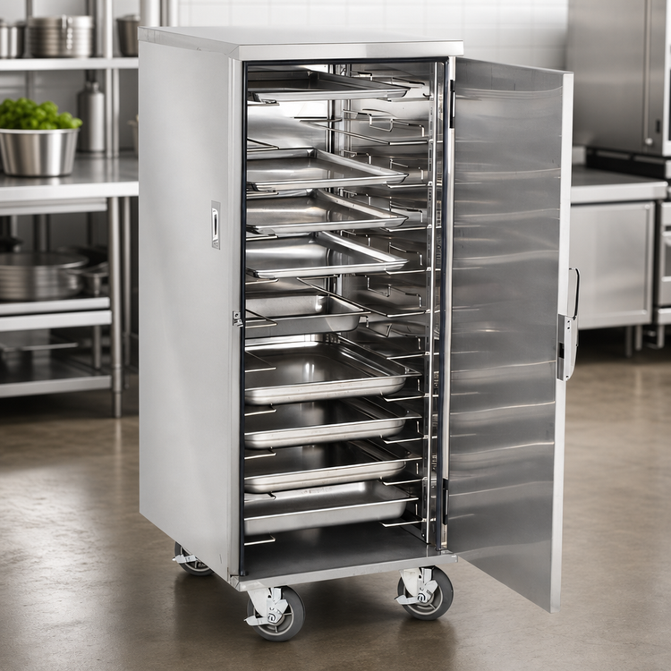Product image #3 for Enclosed 3/4-Height Non-Insulated Stainless Steel Pan Transport Cabinet with 11 Universal Tray Slides