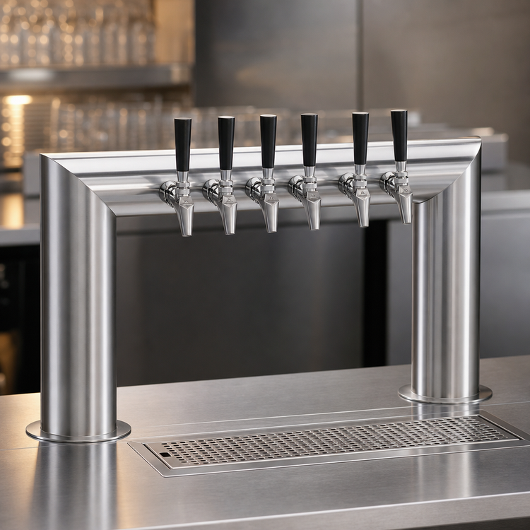 Product image #3 for Krowne Pass-Thru Two-Column Six-Faucet Glycol-Cooled Beer Tower, 31-Inch Overall Length