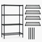 Thumbnail image #3 for Quantum WR86-3672BK Black Epoxy Antimicrobial Wire Shelving Starter Kit, 72 x 36 x 86 in., 4-Shelf Stationary Unit