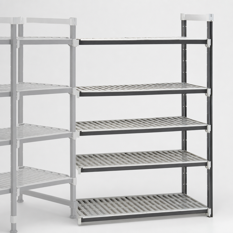 Product image #3 for Cambro Camshelving Elements XTRA 18" x 36" x 64" 5-Tier Stationary Add-On Shelving Unit
