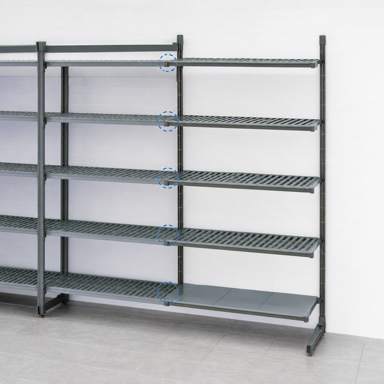 Product image #3 for Cambro Camshelving Basics Plus 30" Wide x 24" Deep x 84" High 5-Shelf Vented & Solid Add-On Polymer Shelving Unit