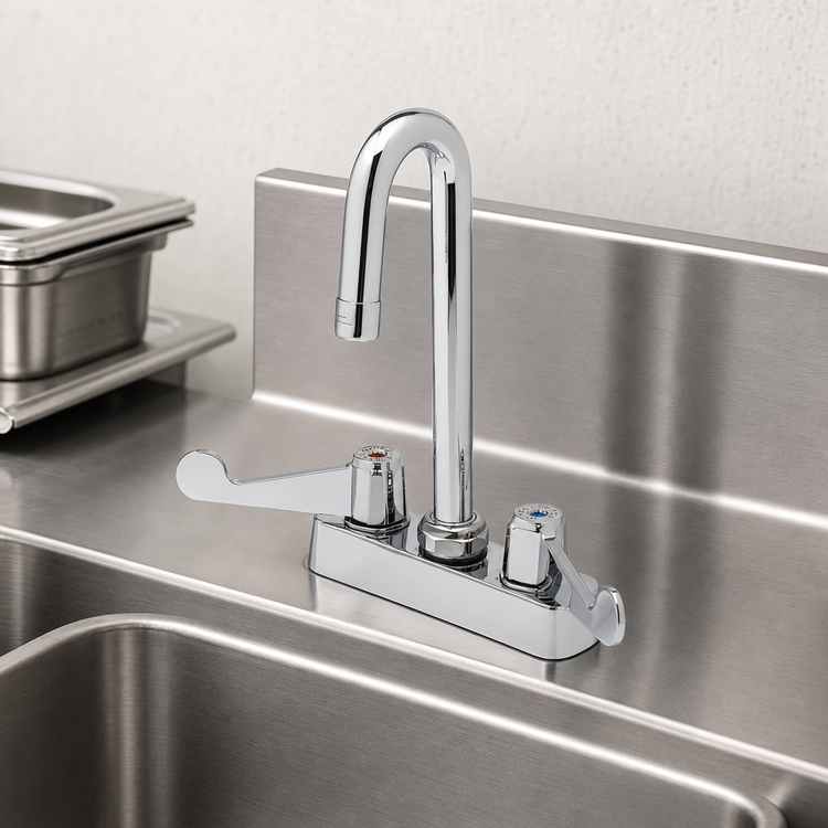 Product image #3 for T&S Brass equip 4-Inch Deck Mount Workboard Faucet with 5-9/16-Inch Swivel Gooseneck