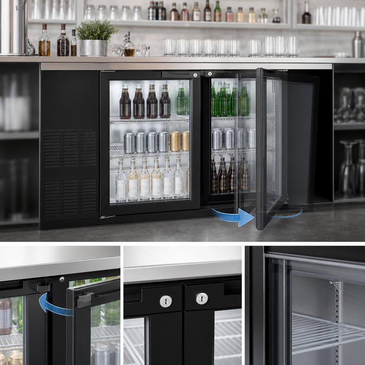 Product image #3 for Hoshizaki BB59-G 59-1/2-Inch Two-Section Back Bar Cooler with Glass Swing Doors