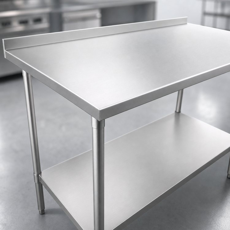 Product image #3 for John Boos Stallion 84" x 24" Stainless Steel Work Table with 1-1/2" Rear Up-Turn and Undershelf