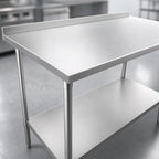 Thumbnail image #3 for John Boos Stallion ST6R1.5-2484SSW 84" x 24" Stainless Steel Work Table, 16-Gauge 300 Series Top, 1-1/2" Rear Up-Turn, Open Base