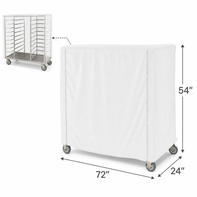 Product image #3 for Metro Waterproof Vinyl-Nylon Cart Cover for 72 x 24 x 54 Inch Queen Mary & Banquet Cart, White