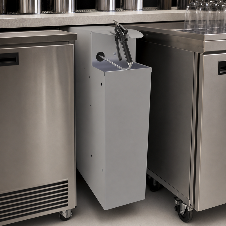 Product image #3 for Glastender Extra Deep Pass-Thru Underbar Soda Gun Holder with Integral Drip Pan, 6 x 38 x 22 Inches