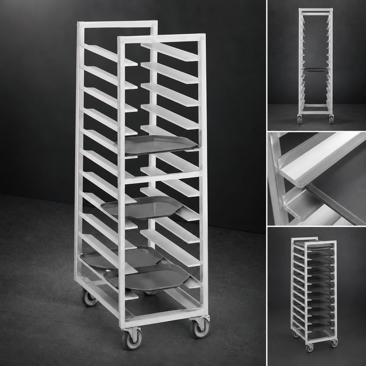 Product image #3 for Channel Trapezoidal Single-Section Aluminum Cafeteria Tray Rack for 15 x 20 Trays