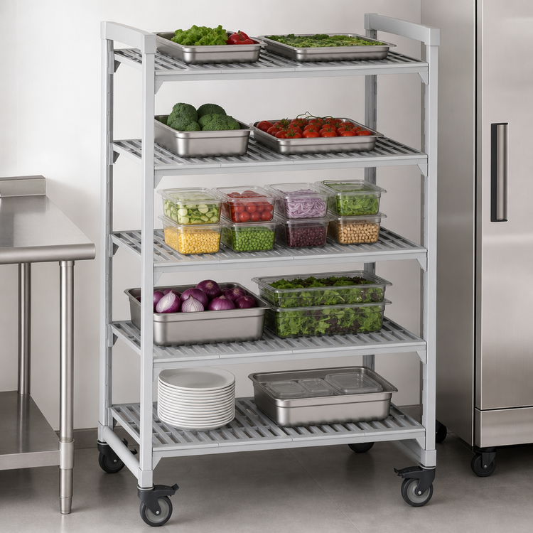 Product image #4 for Cambro Camshelving Premium 24" x 36" x 67-1/4" 5-Tier Vented Mobile Starter Unit