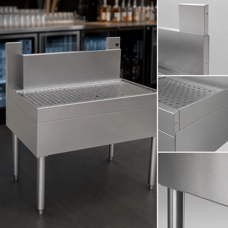 Product image #3 for Glastender 30-Inch Wide Underbar Beer Drainer with Tubing Chase and Front Drain Pan